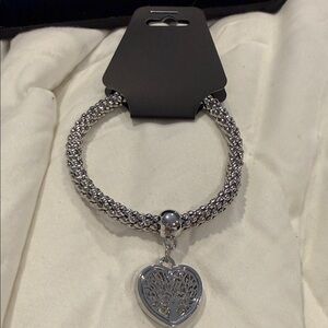 Silver plated Popcorn Chain Bracelet Heart Flower Pendant tree of life